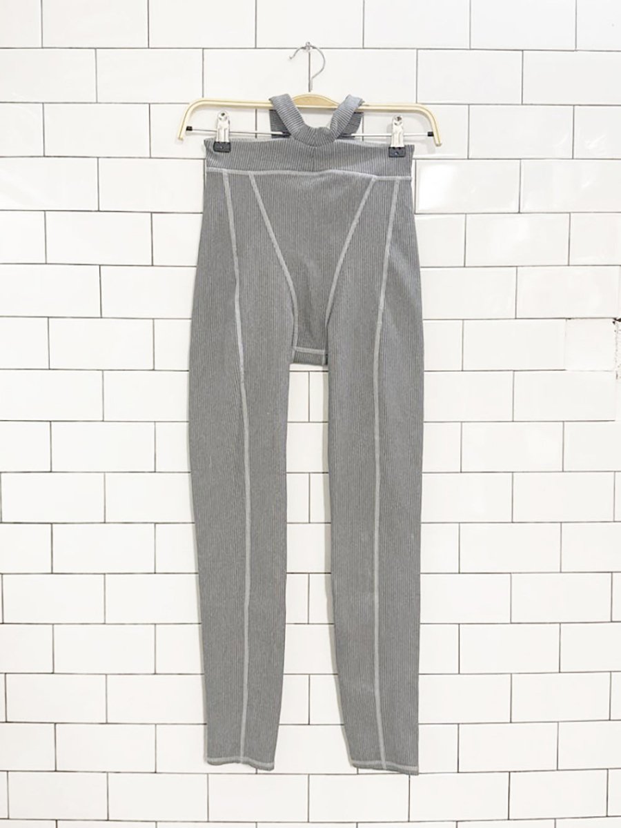 for love & lemons ribbed double strap leggings - good market thrift store
