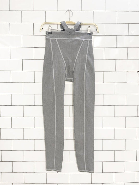 for love & lemons ribbed double strap leggings - good market thrift store