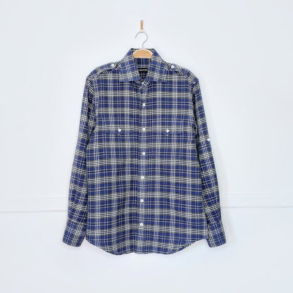 tom ford plaid epaulette utility shirt