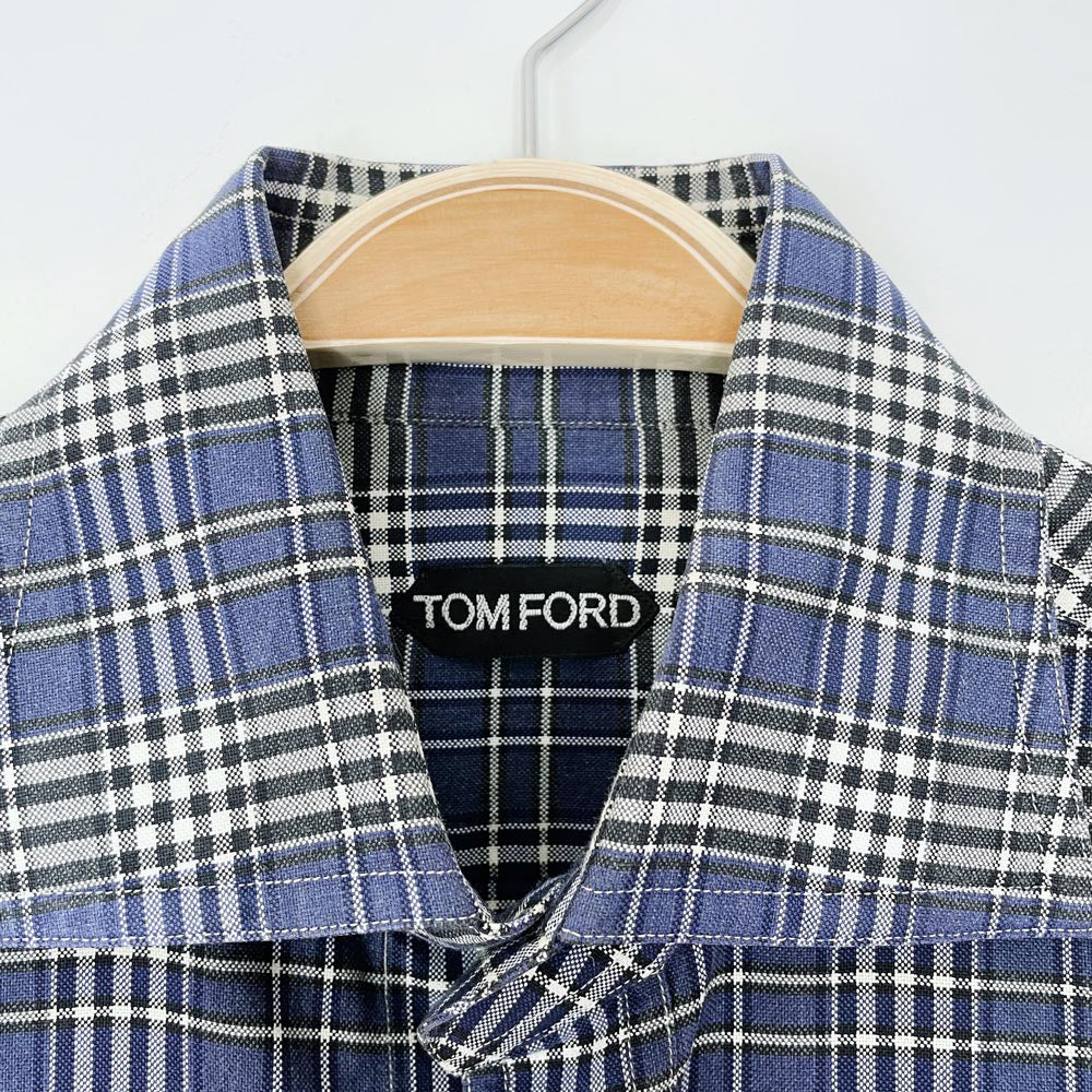 tom ford plaid epaulette utility shirt