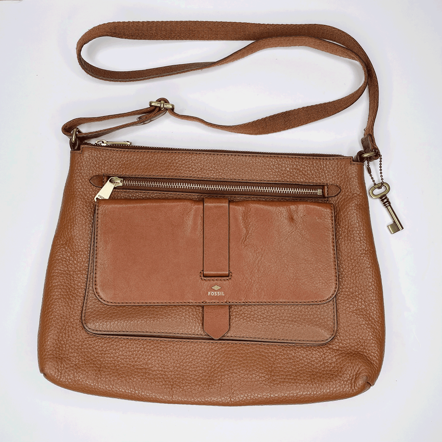 fossil kinley brown large crossbody bag