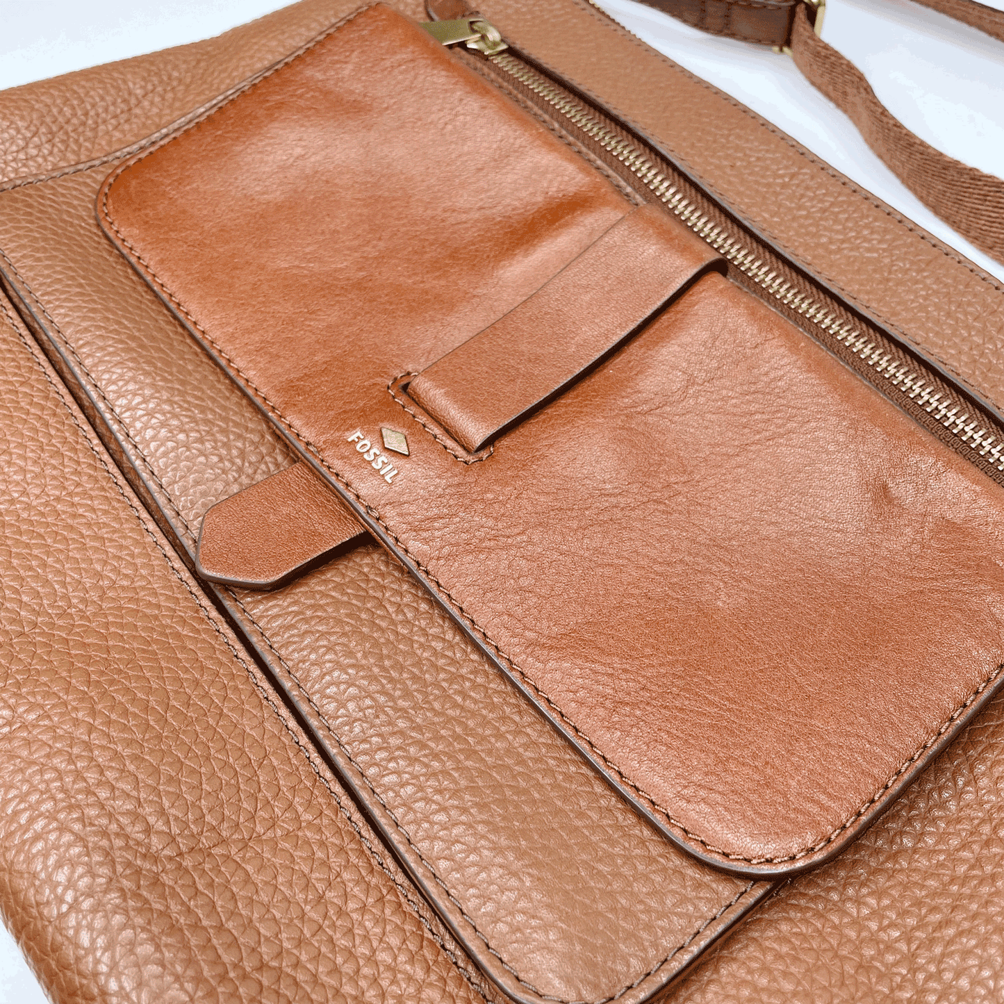 fossil kinley brown large crossbody bag