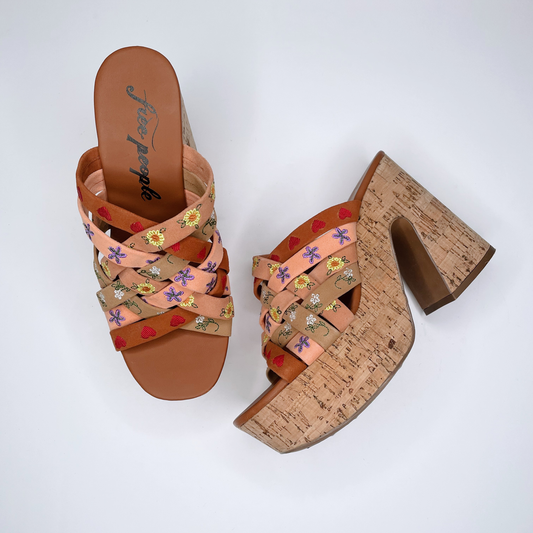 free people lisbon sandbar suede hippie platform sandals - size 39