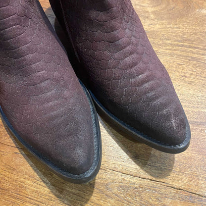 free people embossed suede western ankle boot - size 37