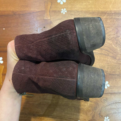 free people embossed suede western ankle boot - size 37