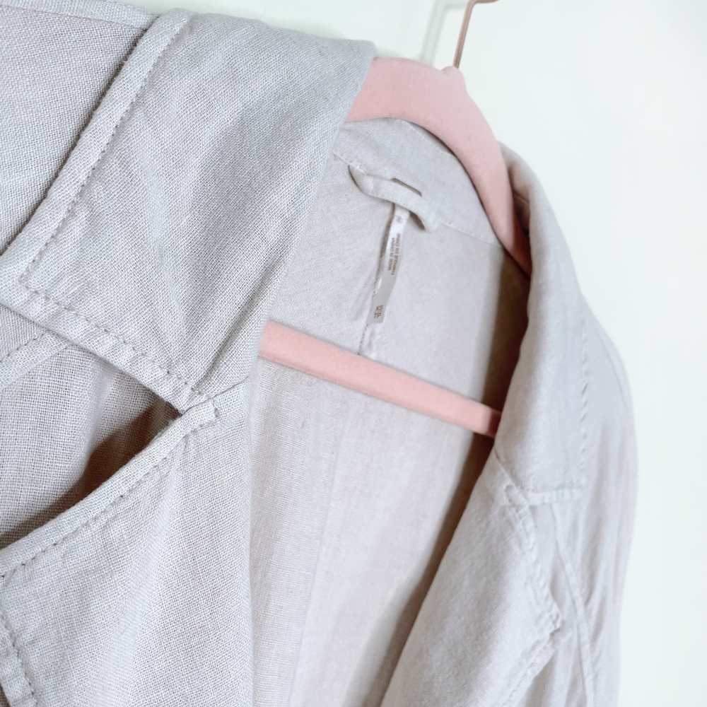 free people tan joani linen-blend jacket - size xs