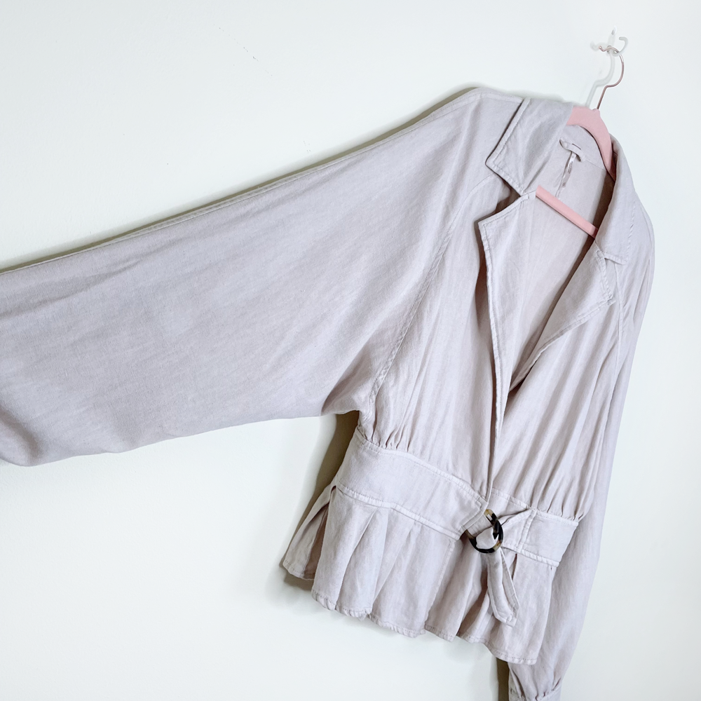 free people tan joani linen-blend jacket - size xs