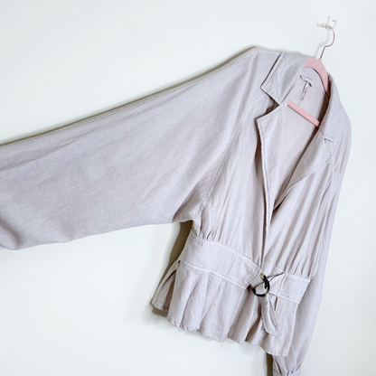 free people tan joani linen-blend jacket - size xs