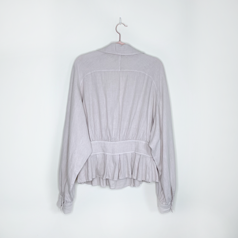 free people tan joani linen-blend jacket - size xs