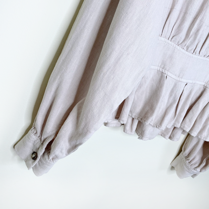 free people tan joani linen-blend jacket - size xs