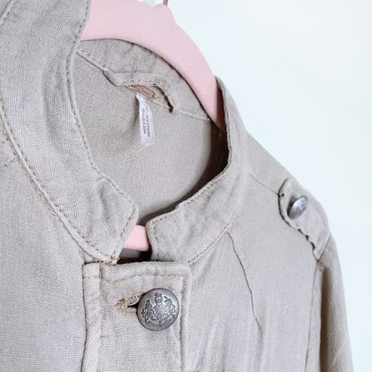free people emilia military linen-blend jacket - size xs
