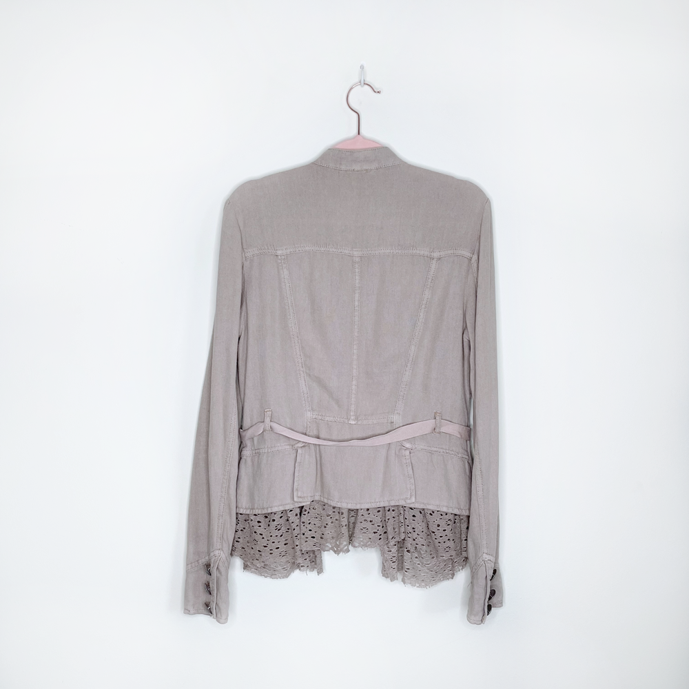 free people emilia military linen-blend jacket - size xs