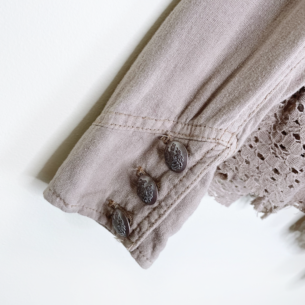 free people emilia military linen-blend jacket - size xs