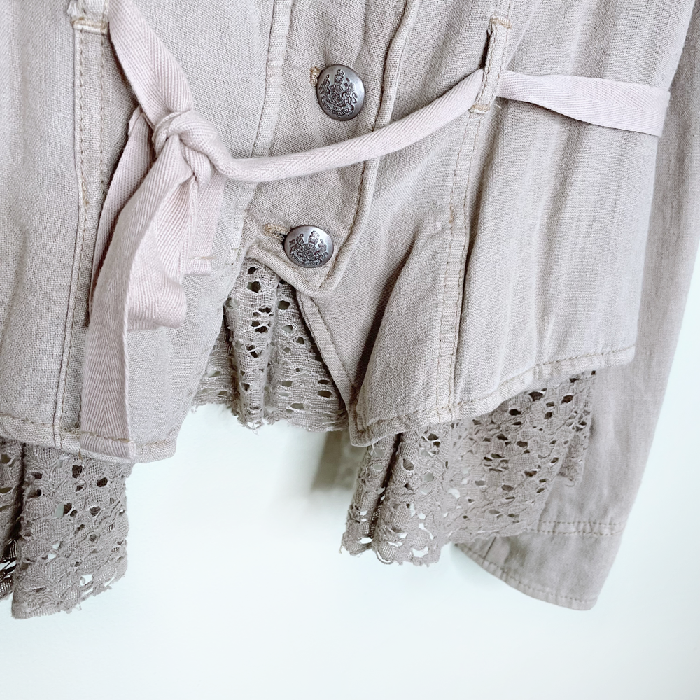 free people emilia military linen-blend jacket - size xs