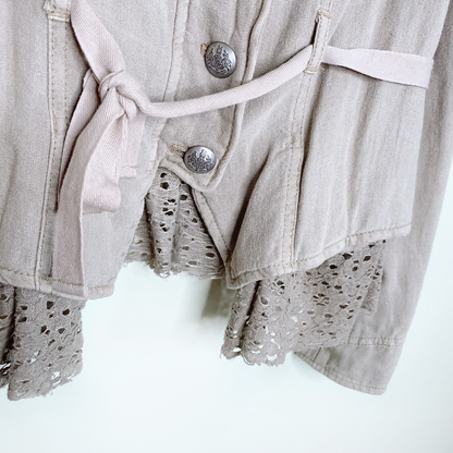 free people emilia military linen-blend jacket - size xs