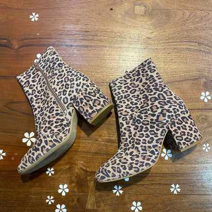 NIB free people nicola heeled leather leopard boot - size 40
