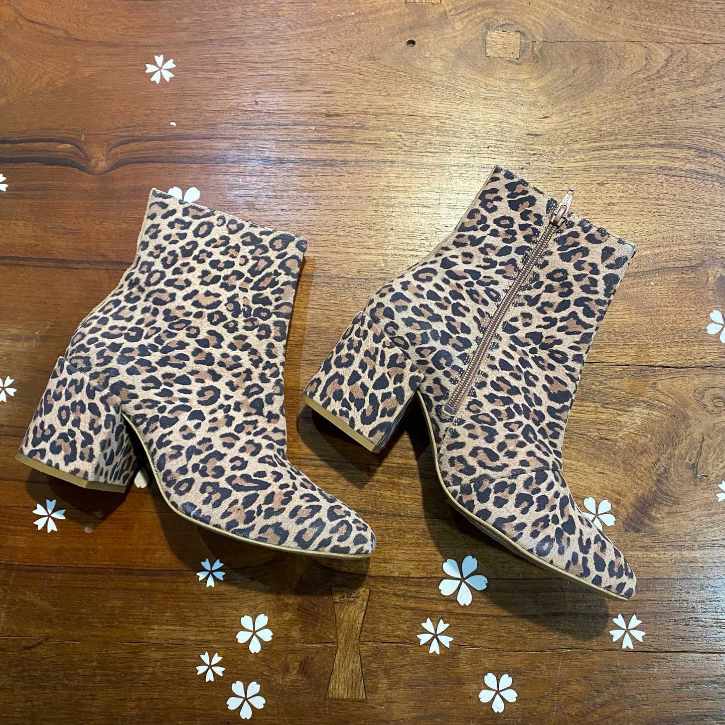NIB free people nicola heeled leather leopard boot - size 40