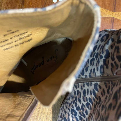 NIB free people nicola heeled leather leopard boot - size 40