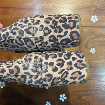 NIB free people nicola heeled leather leopard boot - size 40