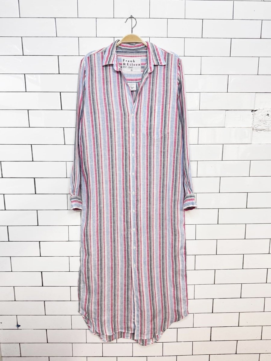 frank and eileen 100% linen rory maxi shirt dress - good market thrift store