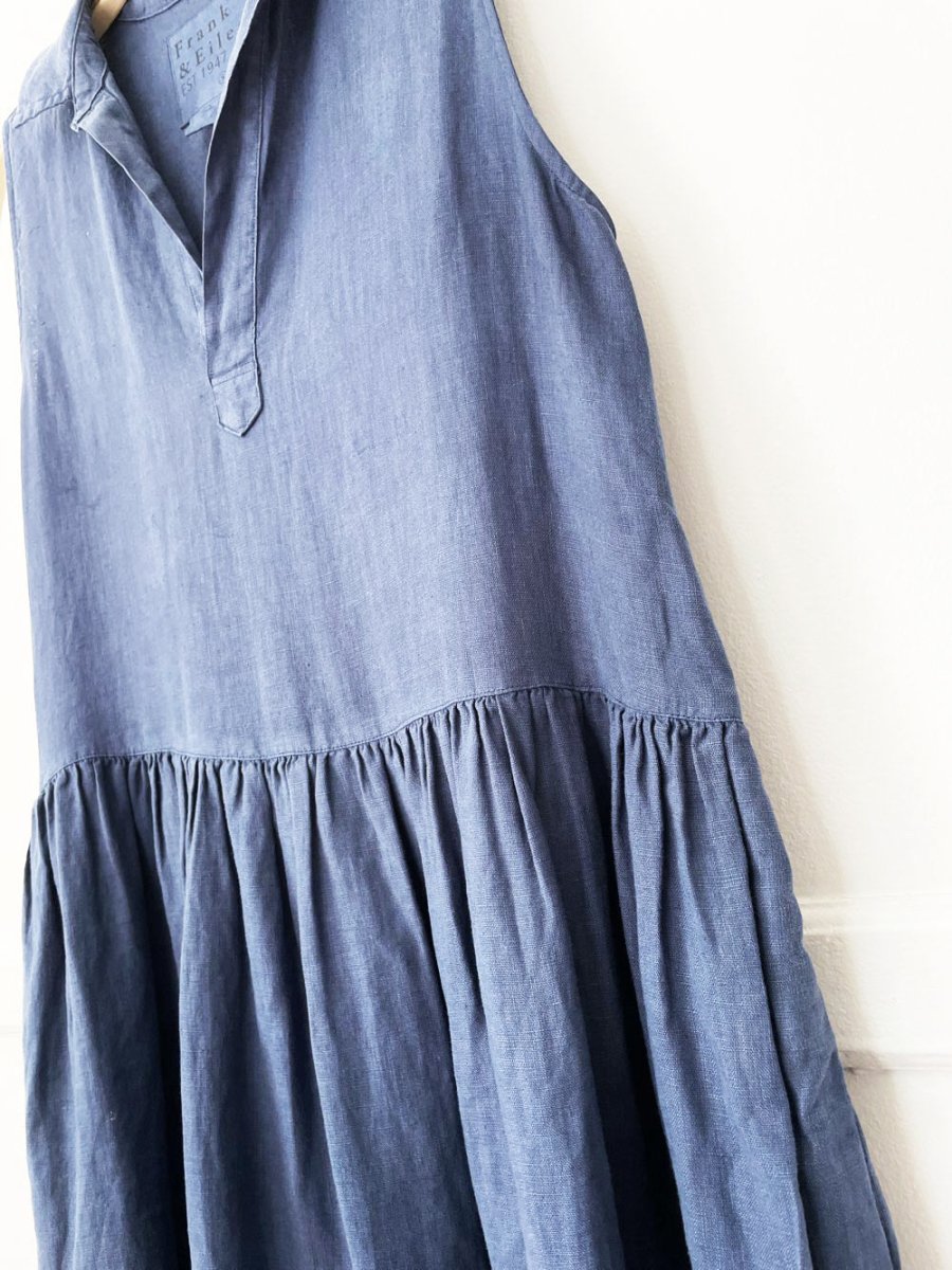 frank & eileen daphne 100% linen collared maxi dress - good market thrift store