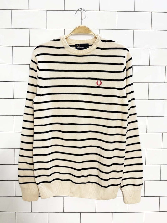 fred perry 100% merino wool nautical stripe knit sweater - good market thrift store