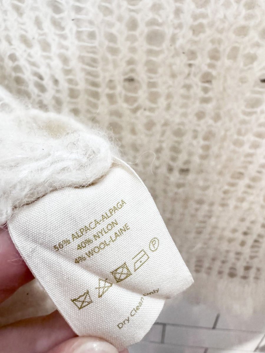free people alpaca-wool open knit cropped sweater - good market thrift store