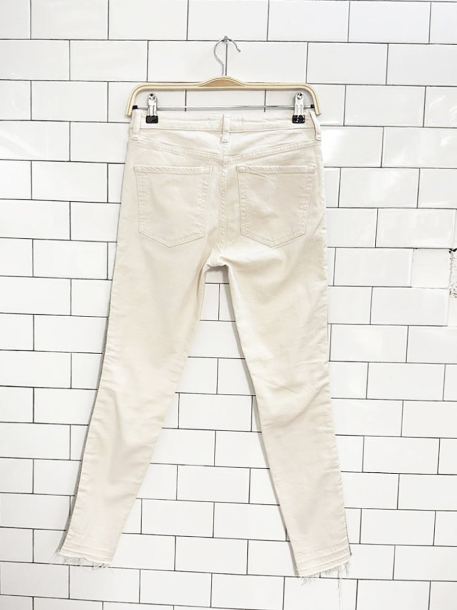free people beaded side stripe distressed skinny jeans - good market thrift store