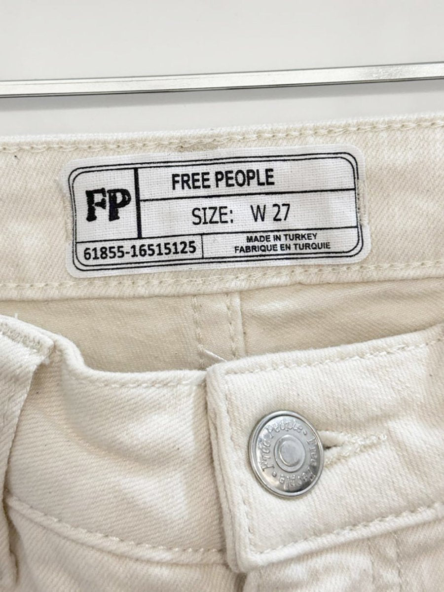 free people beaded side stripe distressed skinny jeans - good market thrift store
