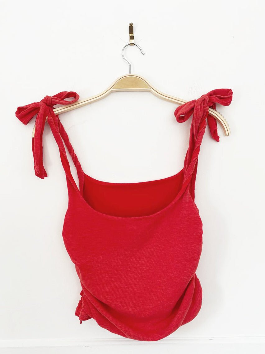 free people boulevard tank ruched tie shoulder tank top - good market thrift store