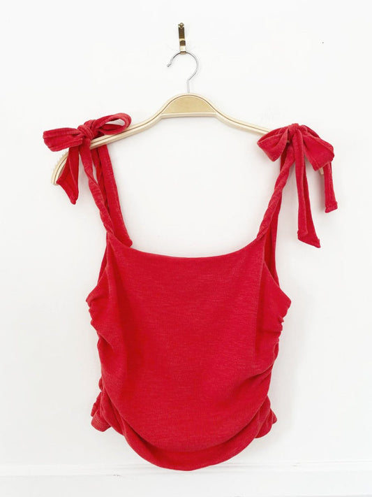 free people boulevard tank ruched tie shoulder tank top - good market thrift store