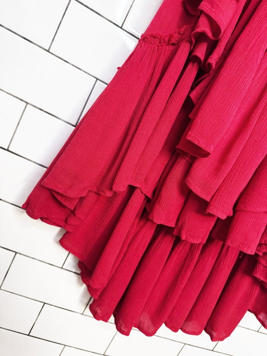 free people convertible smocked tiered midi dress-skirt - good market thrift store