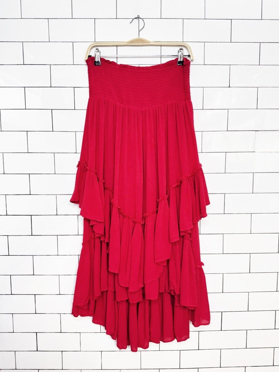 free people convertible smocked tiered midi dress-skirt - good market thrift store