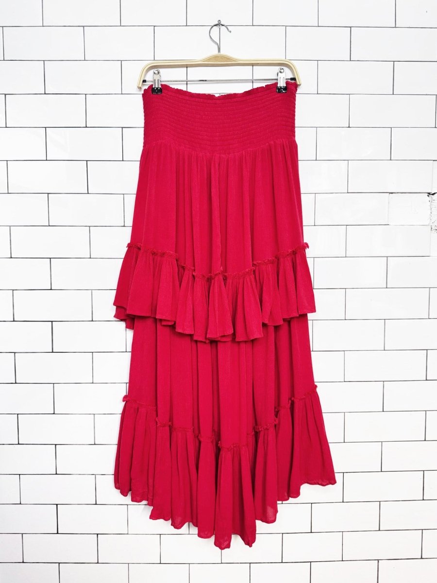 free people convertible smocked tiered midi dress-skirt - good market thrift store