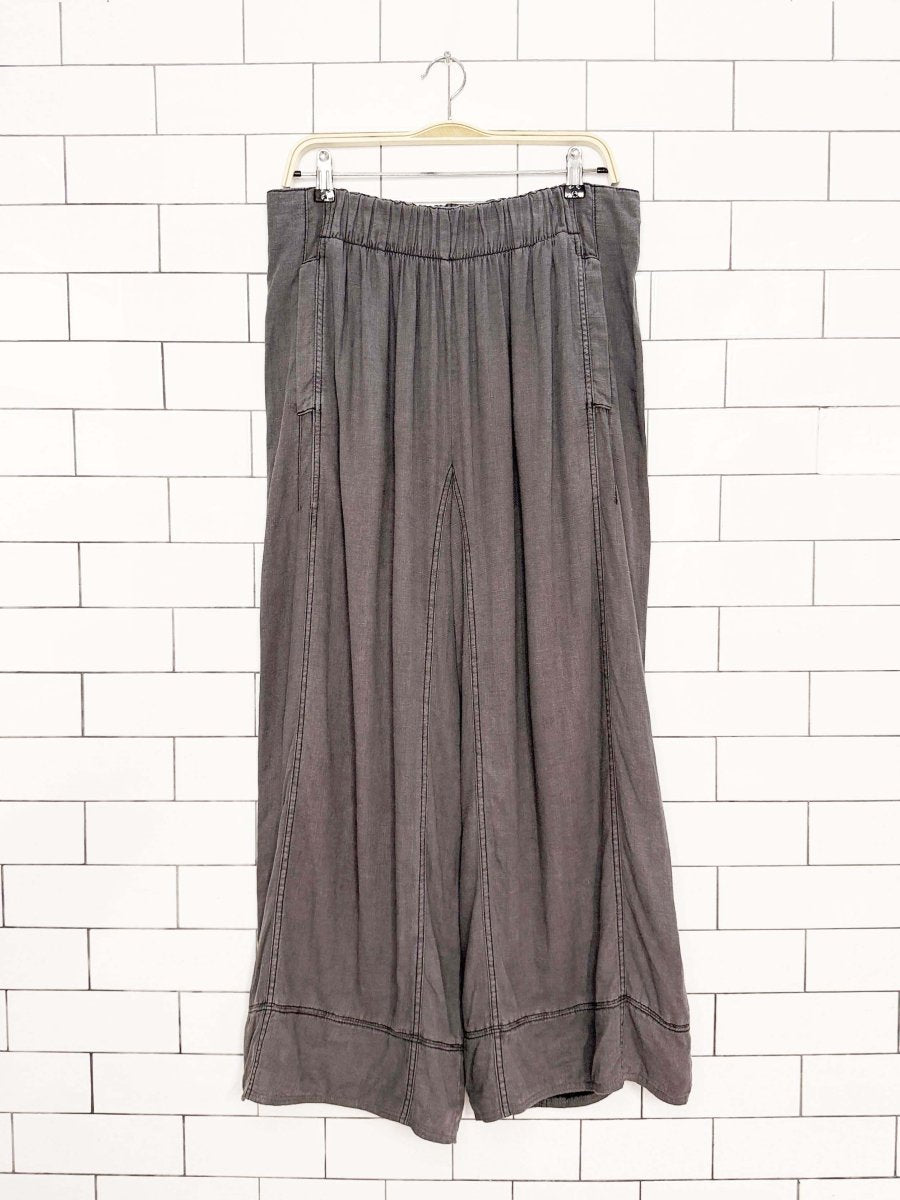free people days end linen-blend casual wide leg pant - good market thrift store