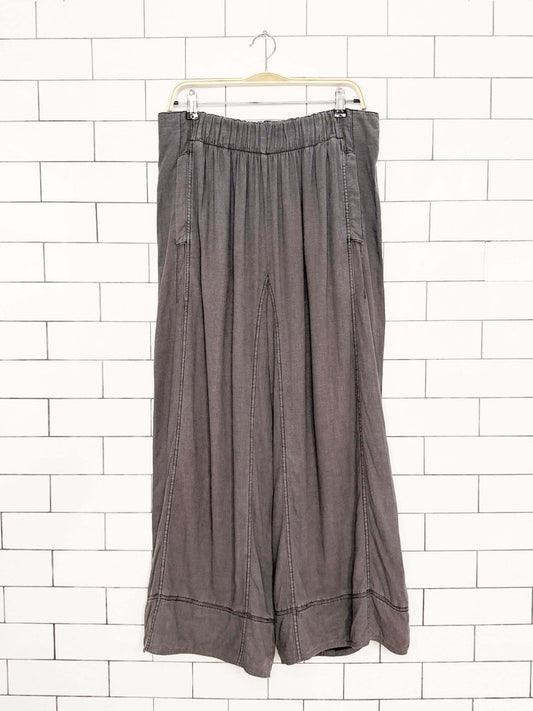 free people days end linen-blend casual wide leg pant - good market thrift store