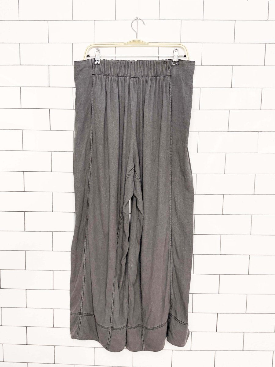 free people days end linen-blend casual wide leg pant - good market thrift store