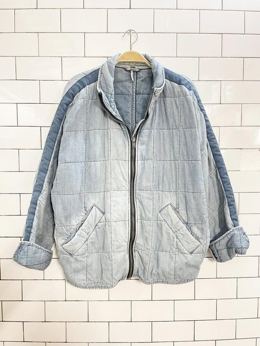 free people dolman quilted oversized denim jacket - good market thrift store