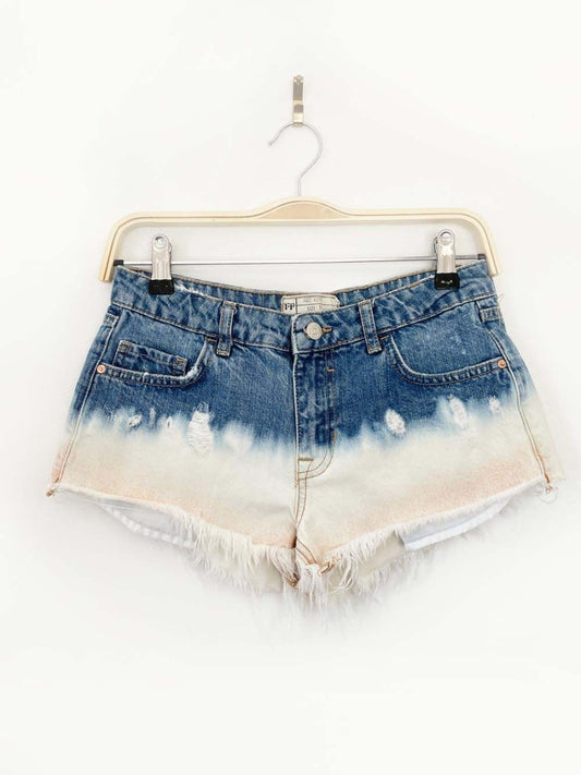 free people festival bleach dye cut off denim shorts - good market thrift store