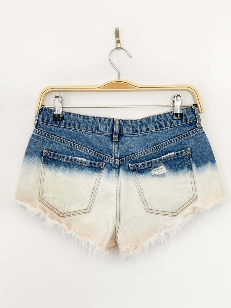 free people festival bleach dye cut off denim shorts - good market thrift store