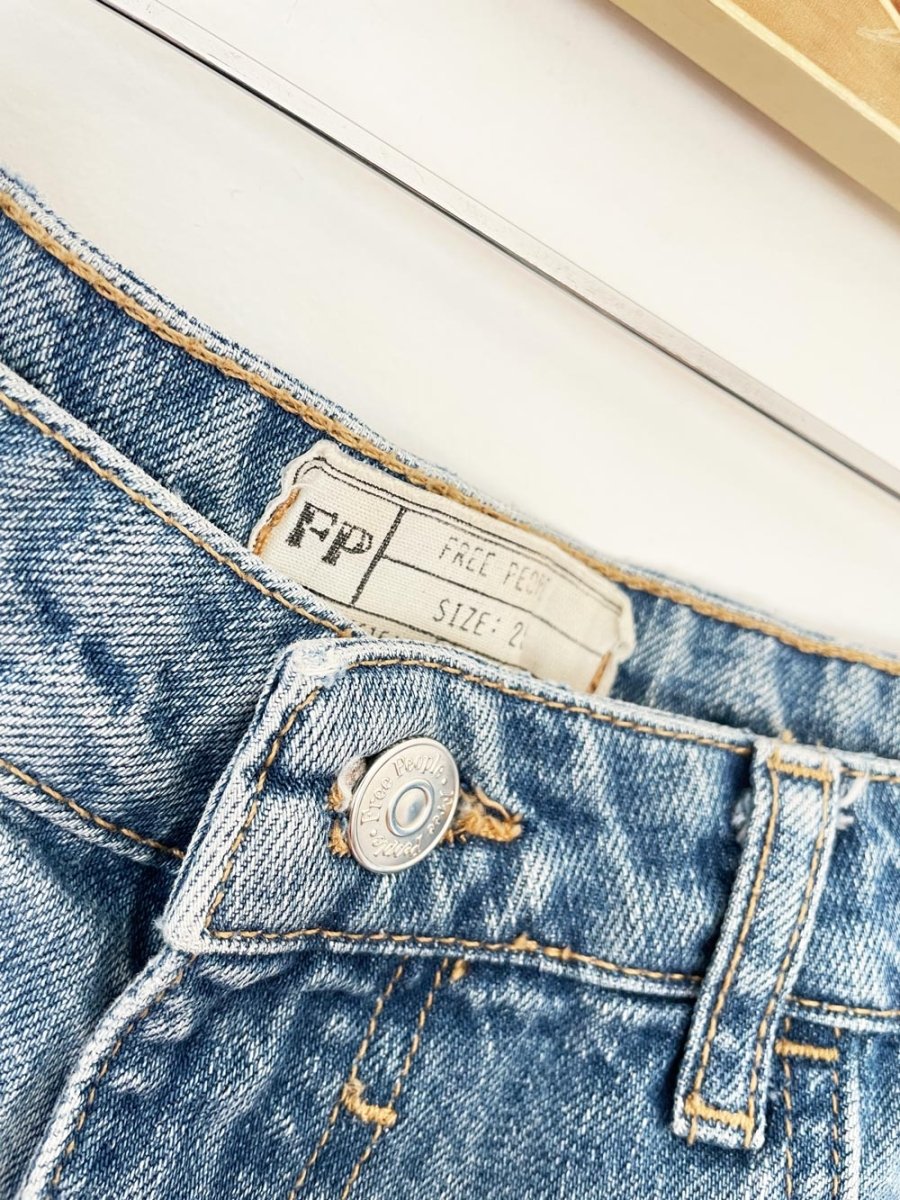 free people festival bleach dye cut off denim shorts - good market thrift store
