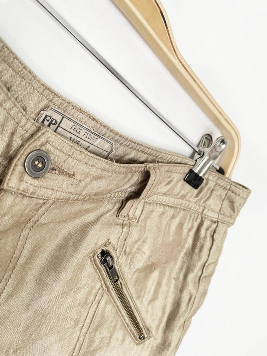free people gold metallic shorts - good market thrift store