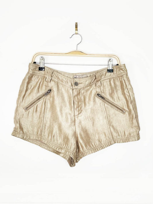 free people gold metallic shorts - good market thrift store