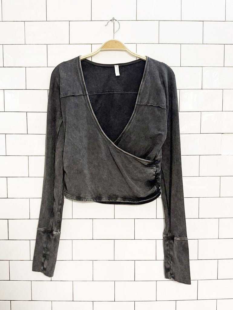 free people hot shot scrunch waist wrap top | fp movement - good market thrift store