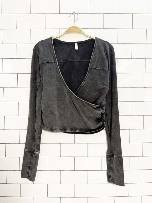 free people hot shot scrunch waist wrap top | fp movement - good market thrift store