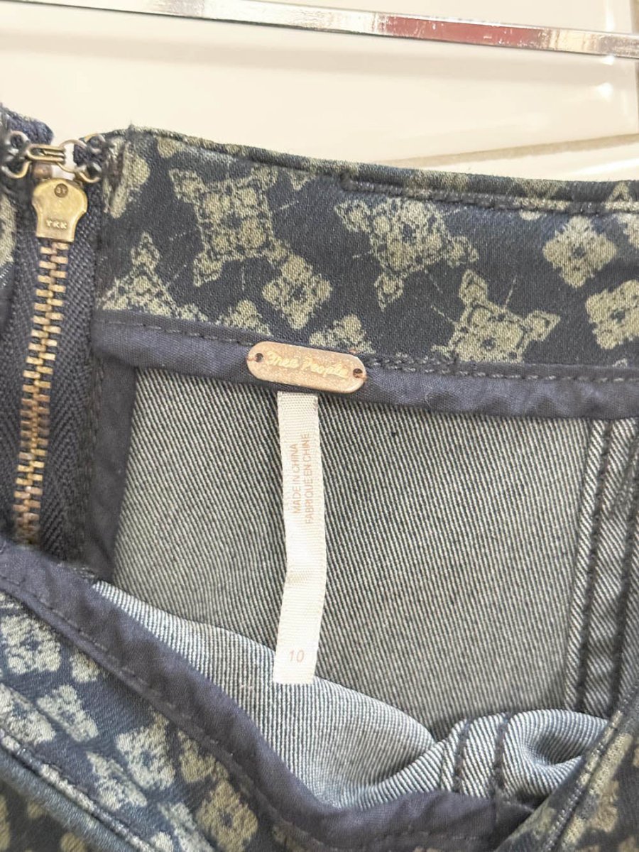 free people indigo combo denim mini skirt - good market thrift store