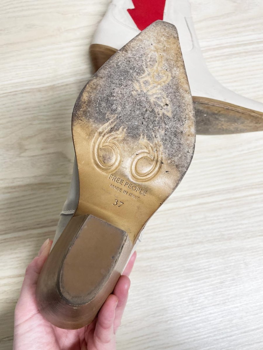 free people leather flash western heeled boot | made in Italy - good market thrift store