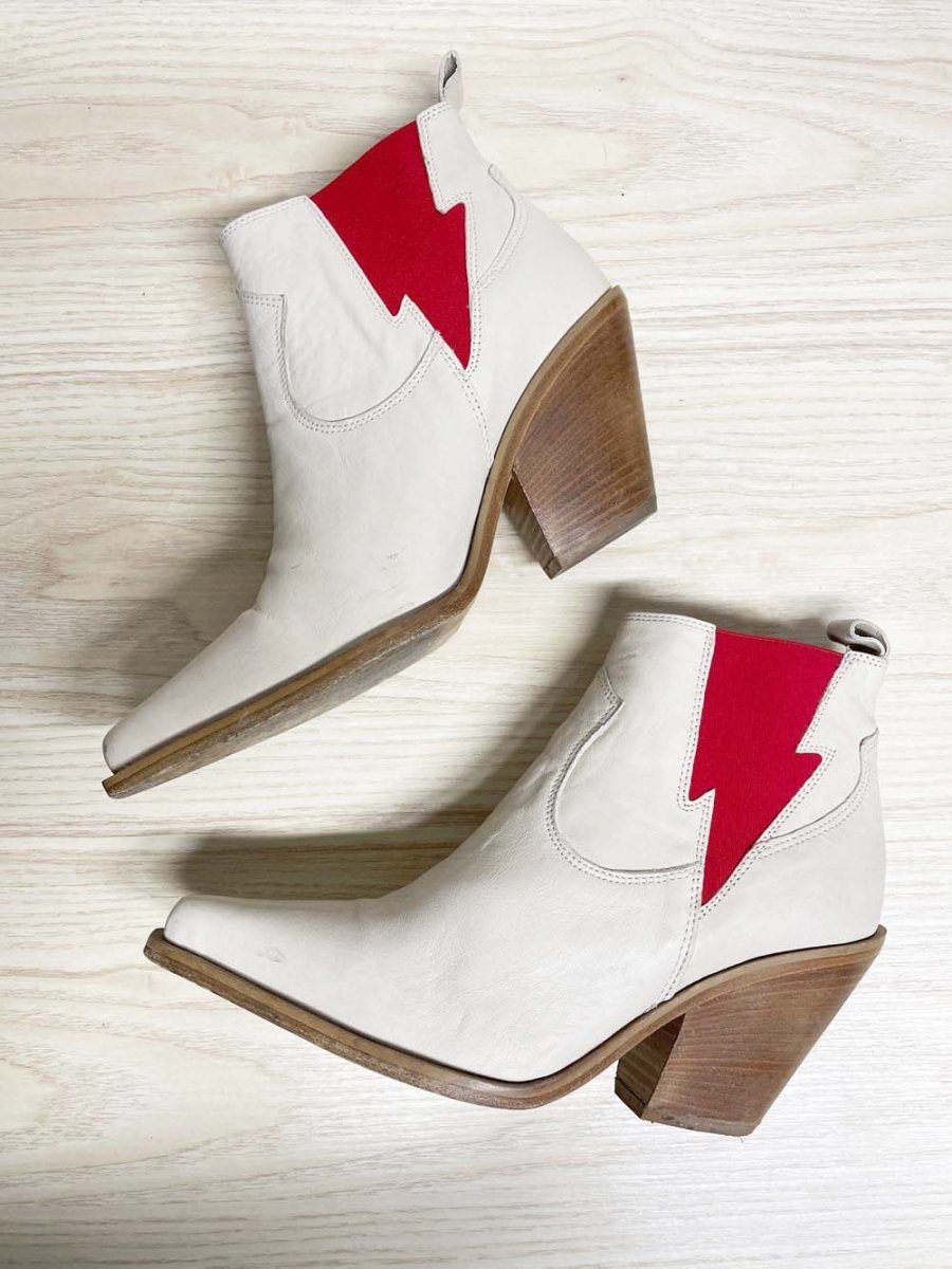 free people leather flash western heeled boot | made in Italy - good market thrift store