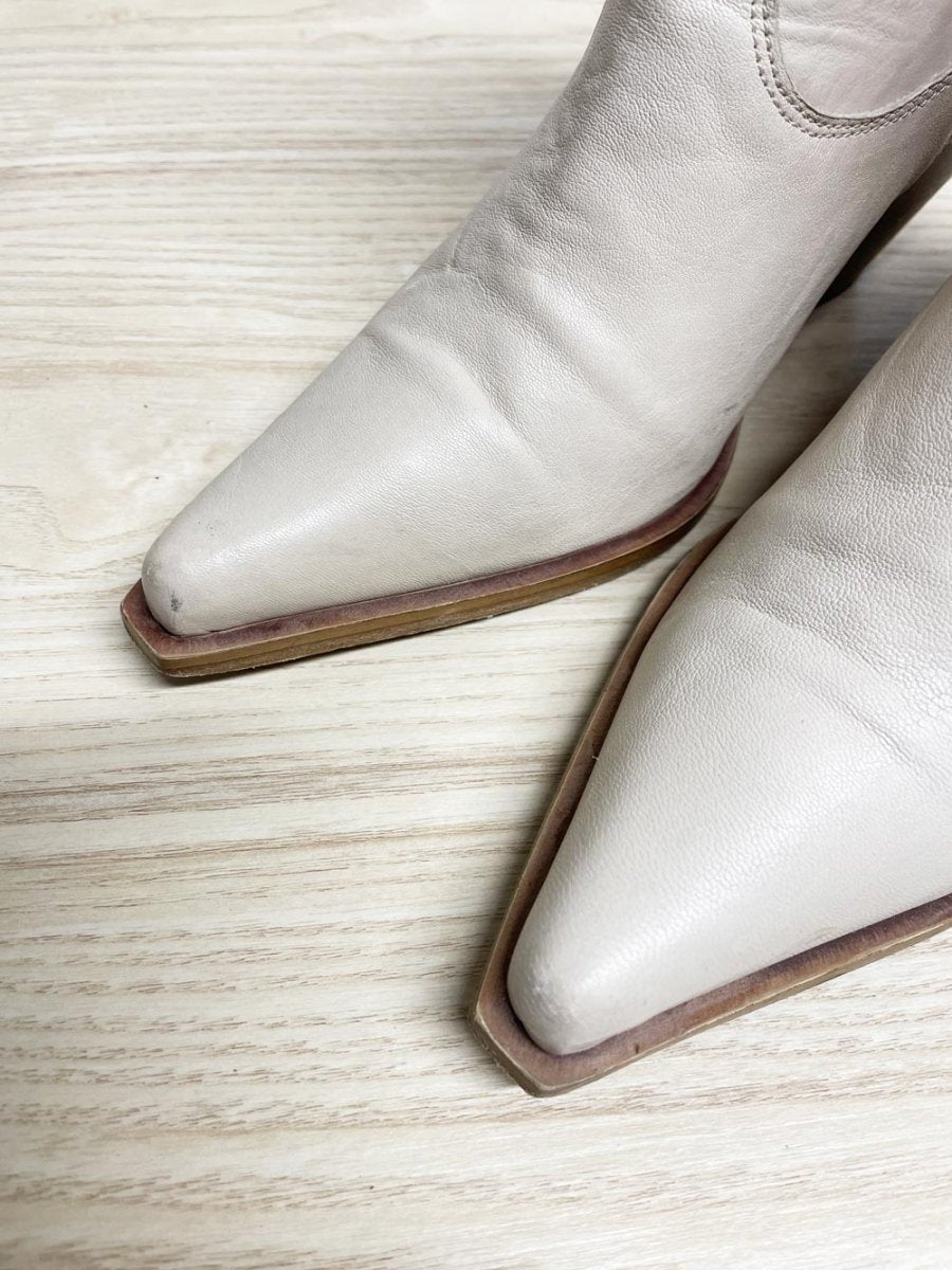 free people leather flash western heeled boot | made in Italy - good market thrift store