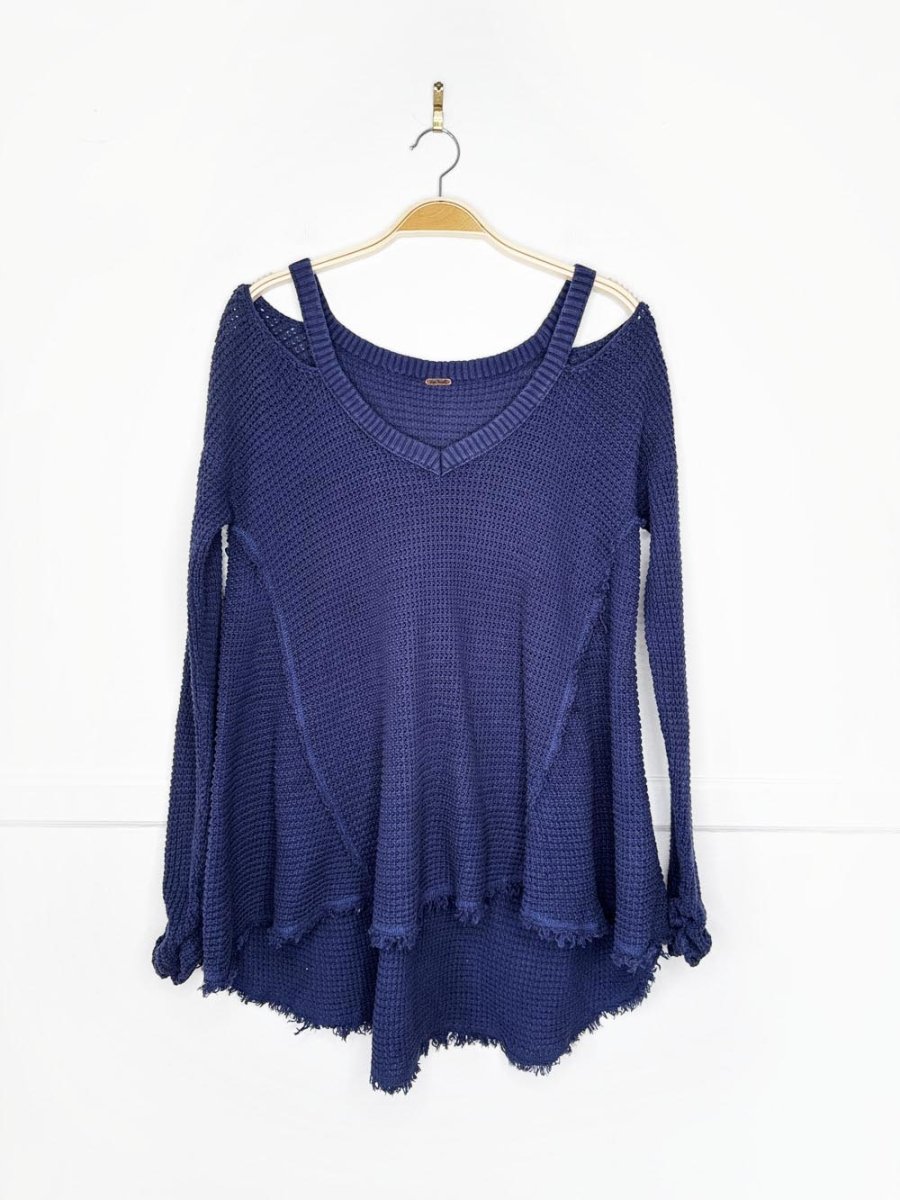 free people moonshine cold shoulder waffle long sleeve thermal - good market thrift store